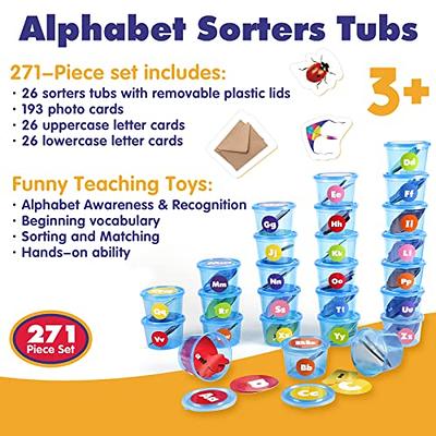 Joyreal Alphabet Learning Toys – Alphabet Sorters Tubs with Flash