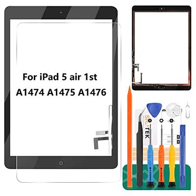 For iPad Air 1 Touch Screen Digitizer Glass A1474 A1475 A1476 with Home  Button,Camera Holder,Adhesive,Tool Kit+Tempered Glass