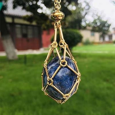 Crystal Holder Cage Necklace, Leather Cord Stone Holder Necklace,  Adjustable Exchangeable Pendant Stone Collecting Holder Cage Necklace  Jewelry Accessories for Women Men - Yahoo Shopping