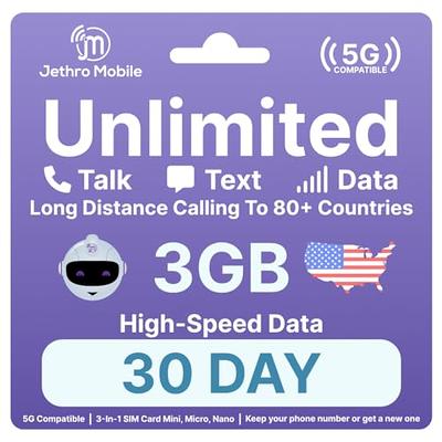 Prepaid USA, Canada & Mexico sim card. Unlimited Data in 4G LTE