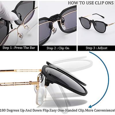 Polarized Flip-up Clip-on Sunglasses Over Prescription Glasses - Driving  Fishing