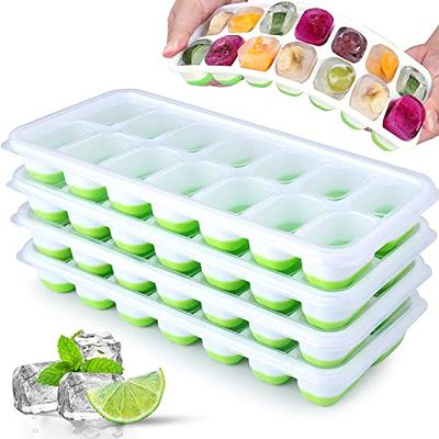 4pack Small Round Ice Cube Tray for Freezer, Plastic Ice Trays