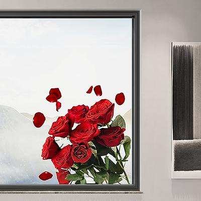 decalmile Red Rose Wall Stickers Valentines Day Floral Wall Decals Bedroom  Living Room Kitchen Decor Wedding Party Decoration