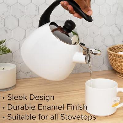 Farberware Bella Water Kettle, Whistling Tea Pot, Works For All Stovetops,  Porcelain Enamel on Carbon Steel, BPA-Free, Rust-Proof, Stay Cool Handle,  2.5qt (10 Cups) Capacity (White) - Yahoo Shopping