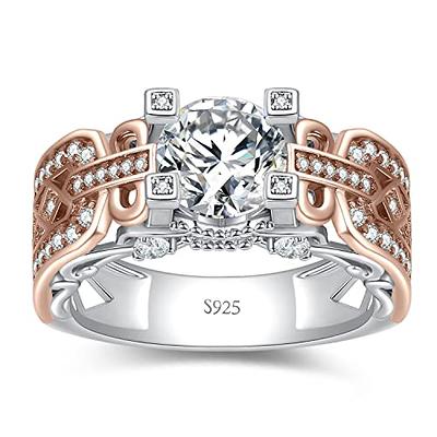 Simulated Diamond Wedding Ring Set, 10K Rose Gold Bridal Emerald Cut 5x7mm  Moissanite Engagement Ring, Anniversary Women Set - Yahoo Shopping