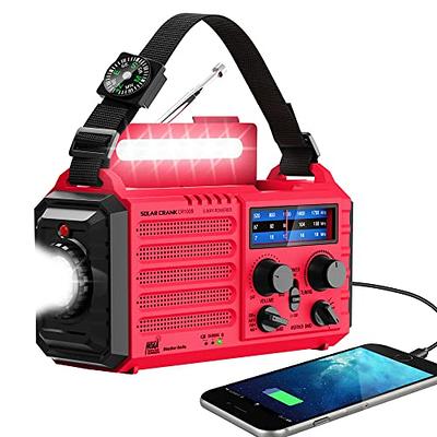 Emergency Radio Waterproof Bluetooth Speaker,Portable Digital AM FM Radio  with Flashlight,Reading Lamp,Hand Crank NOAA Weather Radio with Solar