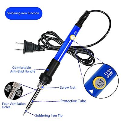 Soldering Iron Kit Welding Tool, Soldering Kit with LCD Digital Multimeter,  60W Soldering Iron with 5 Extra Tips, Stand, Desoldering Pump, Solder