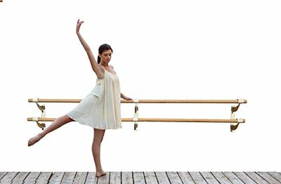 Ballet Barre 3 FT Long 2.0” Diameter Black Double Bar, Kids and Adults,  Wooden Ballet Barre + Wall Mounted Brackets Set Fixed Height, Home/Studio  Ballet Bar, Dance Bar, Stretch Bar, Dancing/Stretching 