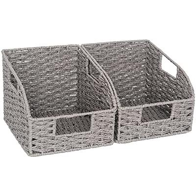 KOVOT Storage Woven Baskets Wicker Storage Wicker Storage Baskets with  Built-in Carry Handles