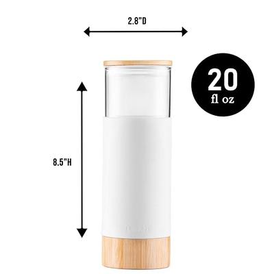 Ler'aze Glass Tumbler With Straw & Bamboo Lid With Silicone Sleeve