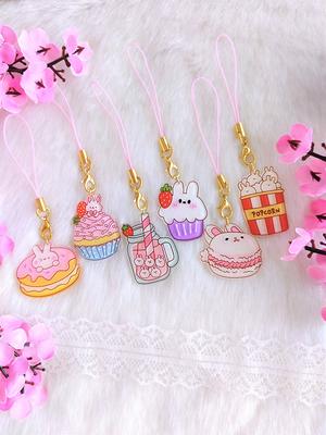 Kawaii Phone Charm Cute Pastel Sweets Keychain Phone Charm Keychain Keyring  Gift Anime Keychain Phonecharms 