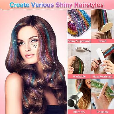 Hair Tinsel Kit, Tinsel Hair Extensions, 12 Colors Glitter Fairy Hair  Tinsel Heat Resistant with Tools for Women Girls Party Halloween Christmas  New