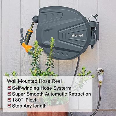 Roywel Retractable Garden Hose Reel,Outdoor Hose Reel,Wall Mounted