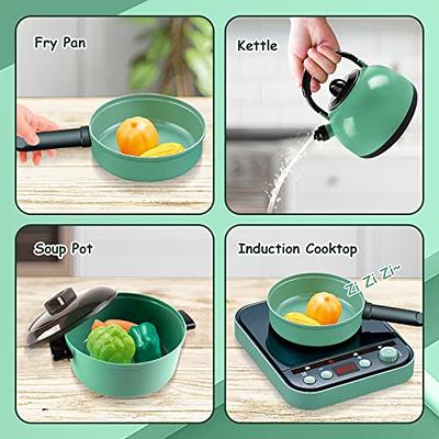 CUTE STONE Play Kitchen Accessories Set, Kids Cooking Toys Set with Play  Pots and Pans, Electronic Induction Cooktop with Sound & Light, Cookware  Utensils Kids Kitchen Set Kitchen Toys for Kids