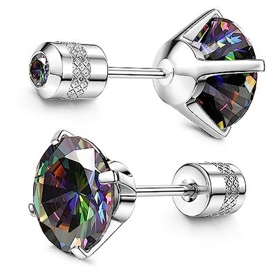 Subiceto Titanium Screw Back Earrings Sleep Stud Hypoallergenic for Women  Men Sensitive Ears, Titanium, Cubic Zirconia - Yahoo Shopping