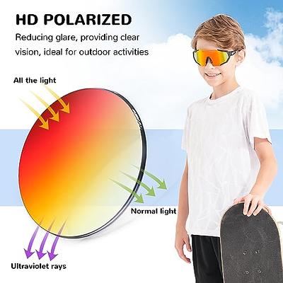 DUCO Kids Sunglasses Youth Baseball Sun Glasses Lightweight TR90 Frame  UV400 Sports Cycling Shades for Boys Girls DK268