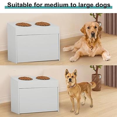 Large Breed Dog Food Stand Modern Dog Feeding Station Elevated Feeder Wood  Dog Stand Large Ceramic Dog Bowl Raised Feeder for Dogs 