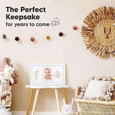 Babyprints Photo Frame Kit Newborn Baby Handprint, Footprint Wooden White