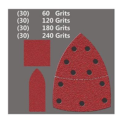 30 Assorted (60/120/240 Grits) Large Mouse Detail Sander Sandpaper Sanding  Paper Hook & Loop Assorted 60 80 120 180 240 320 Grits for Black and Decker