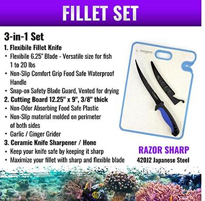 Pro 3-in-1 Set: 6.5” Fish Fillet/Boning Knife - 12” Non-slip Cutting Board  - Ceramic Knife Sharpener - Yahoo Shopping