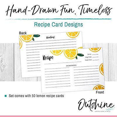 Set of 50 Premium Recipe Cards - 4x6 Double Sided - Black and