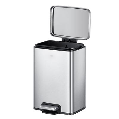 EKO Aria Semi-Round Brushed Stainless Steel Step Trash Can, 11.9 Gallon,  Kitchen Trash Can 45L