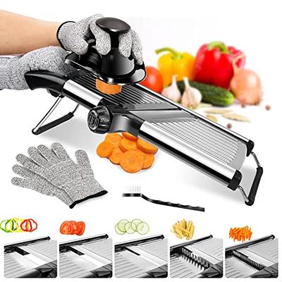 Ourokhome Kitchen Adjustable Mandolin Slicer - Stainless Steel Food French  Fry Cutter for Veggie Potato Chip Onion Tomato Cabbage Julienne with a