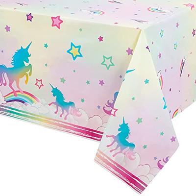 WERNNSAI Unicorn Party Tablecloth - 2 Pack Rainbow Unicorn Party