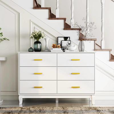 FUFU&GAGA 6-Drawers White Wood Chest of Drawers Storage Cabinet