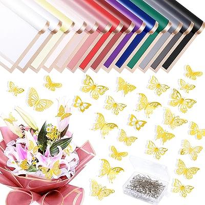 148 Pcs Bouquet Corsages Pins for Flower and 3D Gold Butterfly