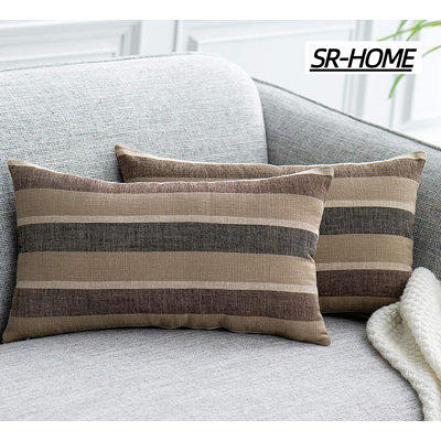 Throw Pillow Covers 24x24 - Decorative Pillows for Couch Set of 2 Rustic Linen Striped Cushion Cover Soft Large Pillowcase for Bedding Decor, Sofa