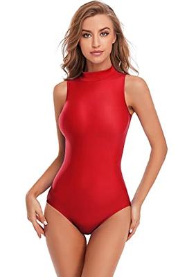 speerise Women Mock Neck Sleeveless Leotard Spandex Dance Bodysuit