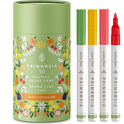 Primrosia 30 Multicolor Acrylic Paint Pens – Fine Tip Markers for