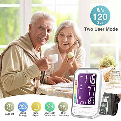 Easy@Home Digital Blood Pressure Monitor Upper Arm with Pulse Rate  Indicator, Accurate Automatic BP Machine with Large Cuff,2 User Individual  Memory