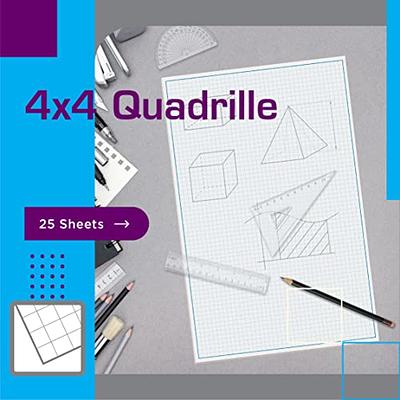 Better Office Products Graph Paper Pad, 17 x 11, 50 Sheets, Blue Line  Border, Blueprint Paper, Double Sided, White, 4x4 Blue Quad Rule, Easy Tear