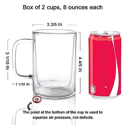 Aquach Double Wall Glass Coffee Mug 12 oz, Large Clear Glass Cup with  Handle Set of 2, Insulated Tea Mugs, Water Cups, Juice Cups, Milk Cups -  Yahoo Shopping