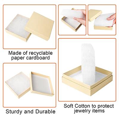 Cardboard Jewelry Boxes 10 Pack - 3.5X3.5X1 Bulk Cotton Filled Small  Gift Box