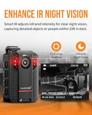  128GB Body Camera with Audio and Video Recording - 1080P Body  Cam with 180° Rotatable Lens Night Vision Cameras Video Recorder Portable  Wearable Bodycam, Camcorder for Police, Cycling, Delivery : Electronics