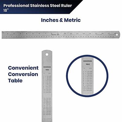 Pacific Arc 18 Inch Stainless Steel Ruler with Inch/Metric Conversion Table  - Yahoo Shopping