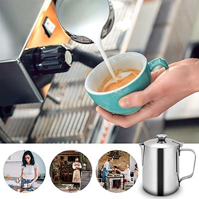 Zulay Kitchen 12oz Stainless Steel Milk Frothing Pitcher - Milk Frother Cup  - Easy-to-Clean Espresso Accessories - Easy-to-Read Creamer Measurements 