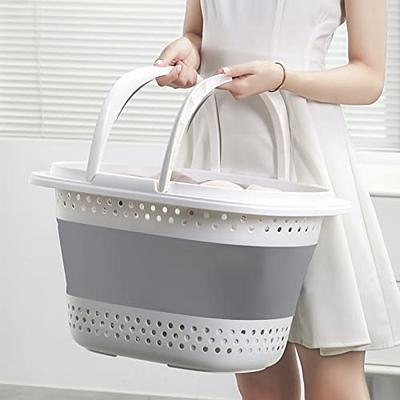 Collapsible Plastic Laundry Basket - Foldable Pop Up Storage