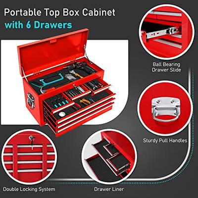 Workington Portable Metal Tool Chest with 6 Drawers, 24 6-Drawer Tool  Chest Cabinet with Ball Bearing Drawer Slides, Steel Tool Storage Box  Organizer 4005 Red - Yahoo Shopping