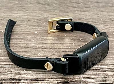 Black Leather Slim Strap Bracelet For FitbBlack Leather Slim Strap