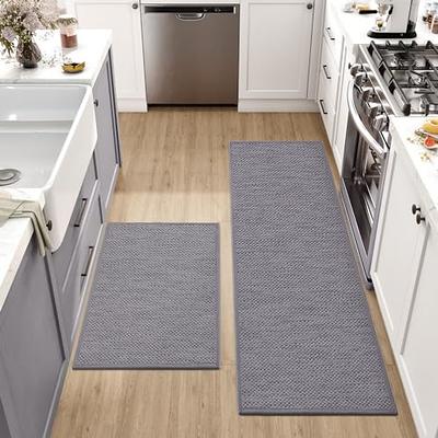 TIMO Kitchen Rug Set [2 PCS], Kitchen Mat 20x32 +20x47 Rubber Backing  Non Skid Machine Washable Kitchen Rugs and Mats, Absorbent L Shaped Soft