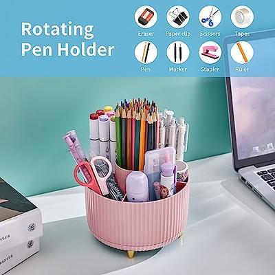 Marbrasse Desk Organizer, 360-Degree Rotating Pen Holder for Desk, Desk  Organizers and Accessories with 5 Compartments Pencil Organizer, Art Supply  Storage Box Caddy for Office, Home （Pink） - Yahoo Shopping