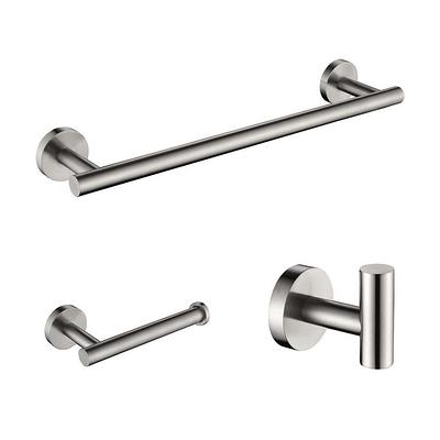 Banbury 3-Piece Bath Hardware Set with 24 in. Towel Bar, Toilet Paper  Holder, and Towel Ring in Brushed Nickel