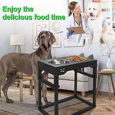 Emfogo Dog Food Bowls Raised Dog Bowl Stand Feeder Adjustable Elevated 3 Heights 5in 9in 13in with Stainless Steel Food Elevated Dog Bowls for Large