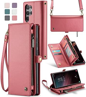 Samsung Galaxy S23 Ultra Wallet Case For Women With Card Holder Strap  Crossbody Pu Leather Anti-scratch Protective Cover Black