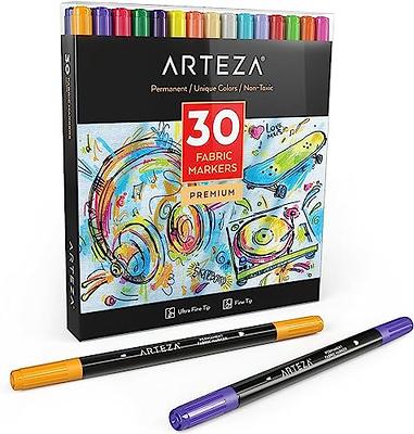 Arteza Permanent Markers, Black, Ultra Fine Tip - Set of 40