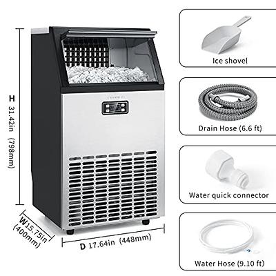 Undercounter Ice Maker Machine Commercial, Built in Nugget Ice Cubes 100  LBS/24H with 33LBS Large-Capacity, Freestanding|Countertop Crushed Ice